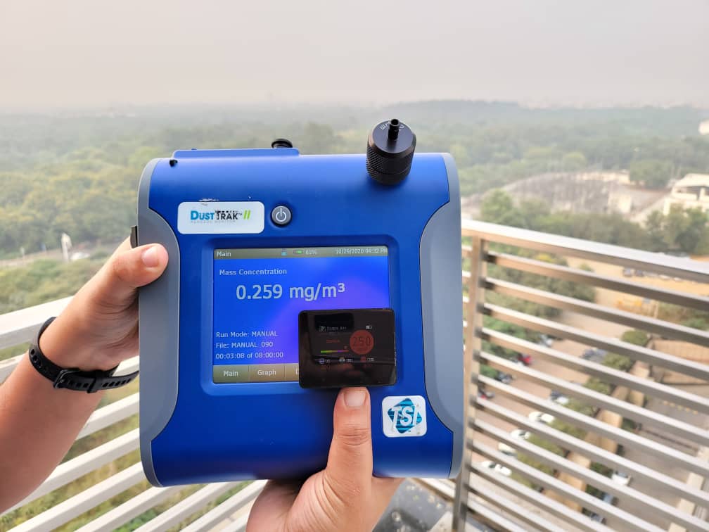 Levels of PM2.5 in the ambient air as taken on Oct 29, 2020 at 4:30 p.m. in Rohini, Delhi.