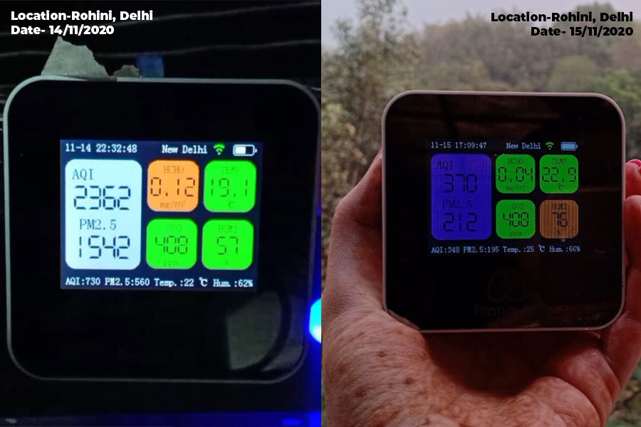 prana air cair air quality monitor showing rain effect