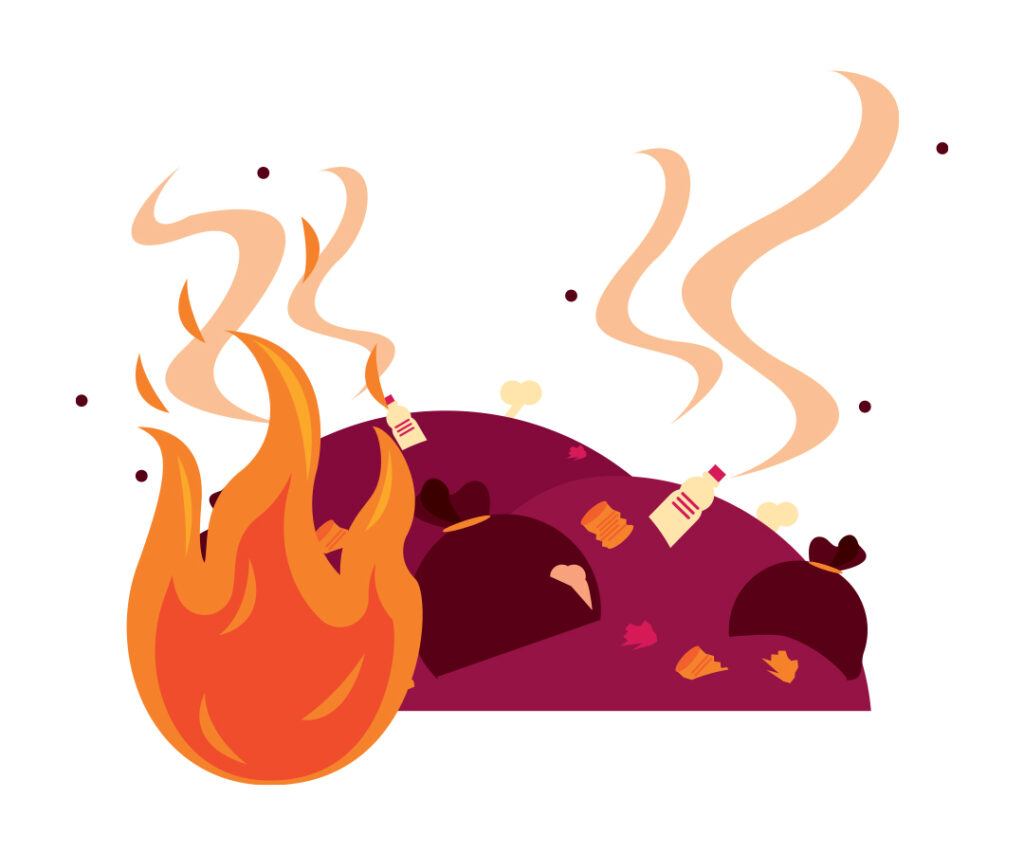 open trash burning