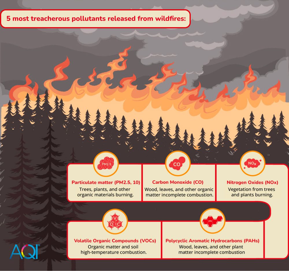 Wildfires emits these pollutants in the air