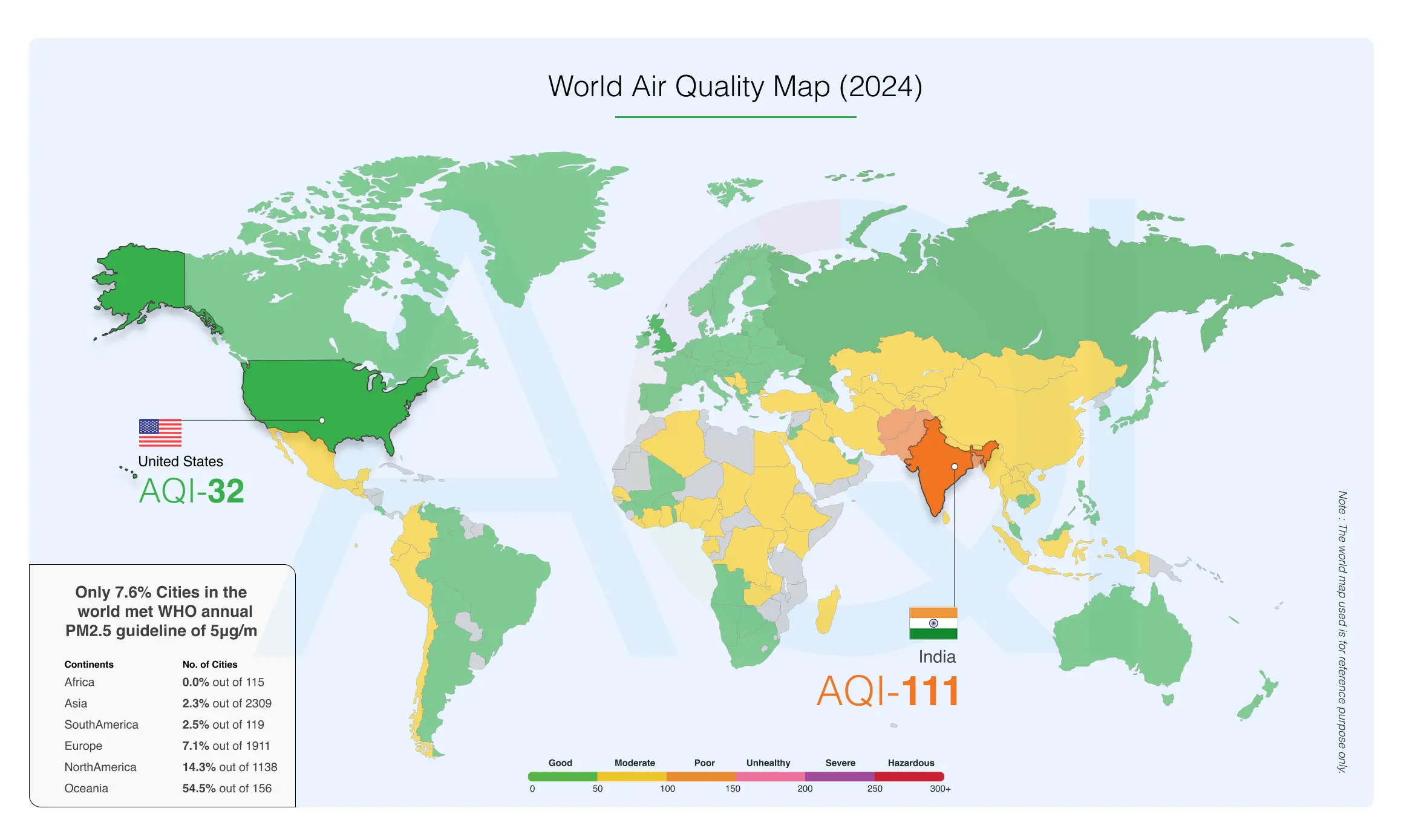 world air quality map showing india and US