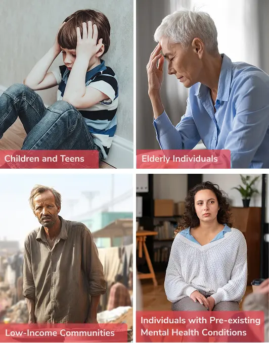 children, elderly individuals, low-income people and people with pre-mental health conditions