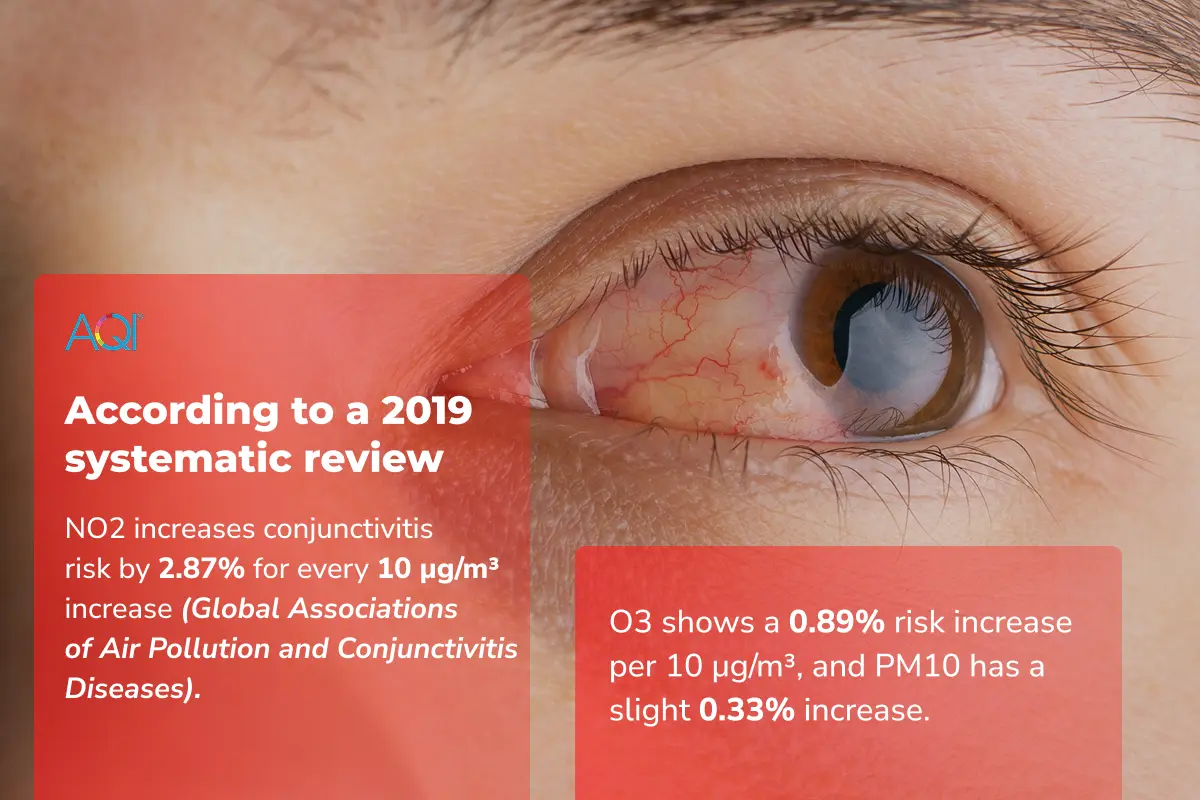 Studies and data showing air pollution link with eye infections