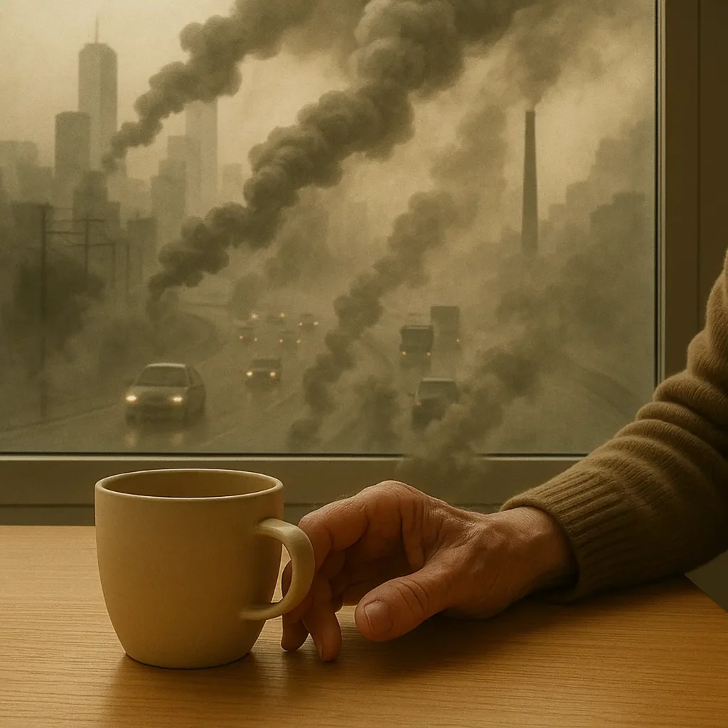 Shaky hands of an elderly person holding a mug—early symptom of Parkinson’s.