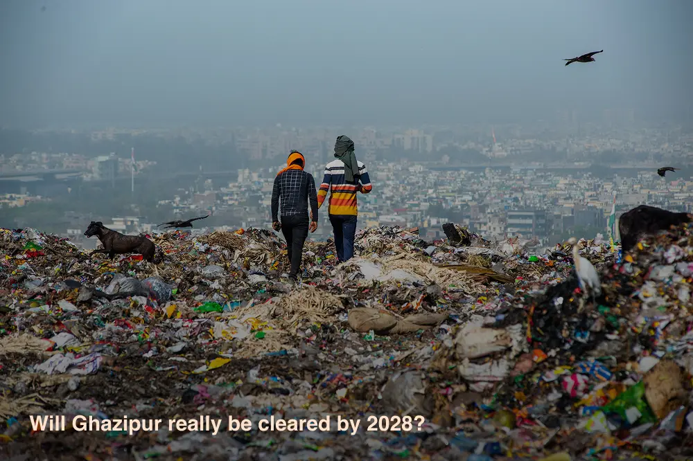 Ghazipur landfill with garbage and rag pickers